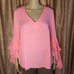 Nordstrom's Women's Chelsea28 Top w/Tiered Bell Renaissance Sleeves V-Neckline-S